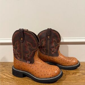 Cowboy boots - L9900 Justin Gypsy Cognac Ostrich Print